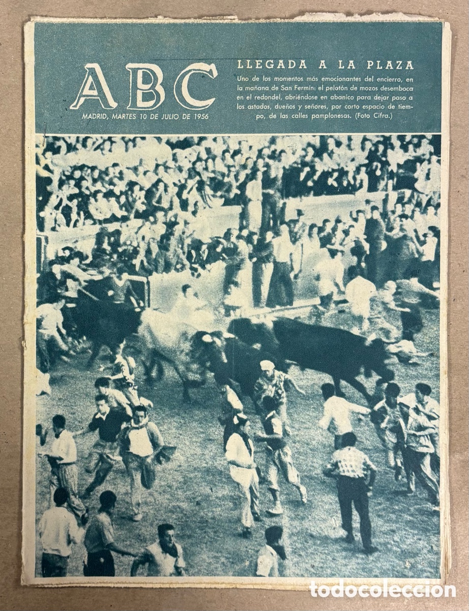 Coleccionismo de revistas y peri&oacute;dicos: ABC (10 JULIO 1956) SAN FERM&Iacute;N, FUNERAL EULOGIO ESTARTA Y LANDA ELGOIBAR, CHAPLIN, 24h DE MONJUICH