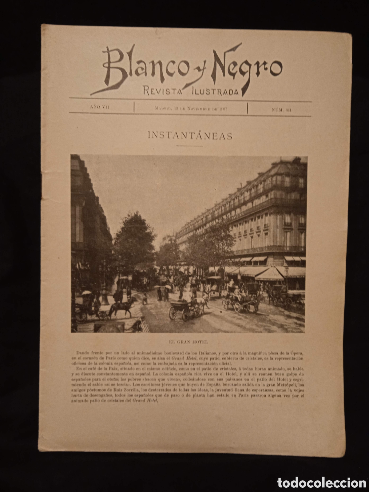 Colecionismo de Revistas e Jornais: REVISTA BLANCO Y NEGRO N&ordm; 341 13 NOVIEMBRE 1897#CJ3