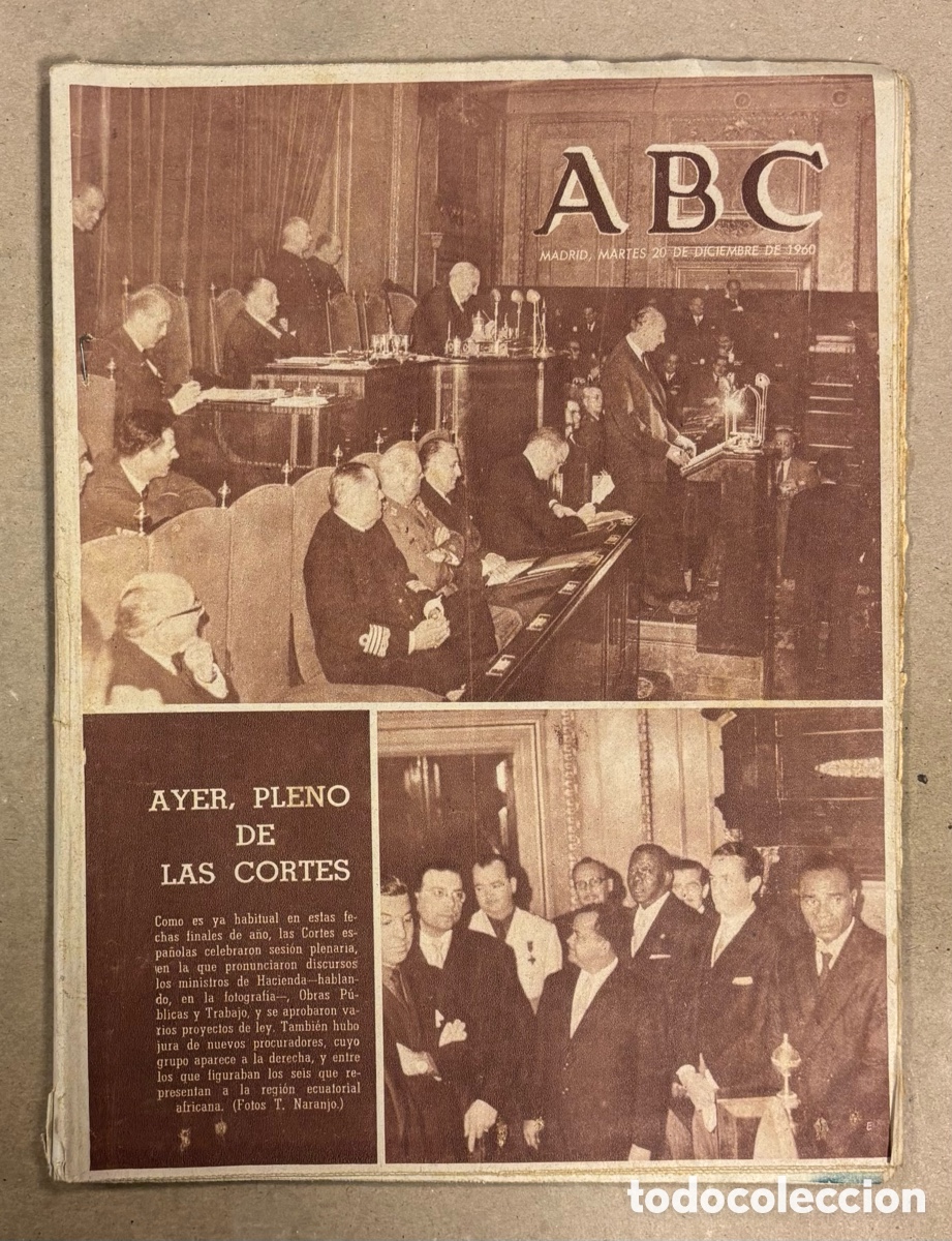 Collection Magazines and Newspapers: ABC (20 DICIEMBRE 1960) PLENO DE LAS CORTES, TORNEO MUNDIAL DE BERTSOLARIS, FRANK SINATRA GINA LOLLO