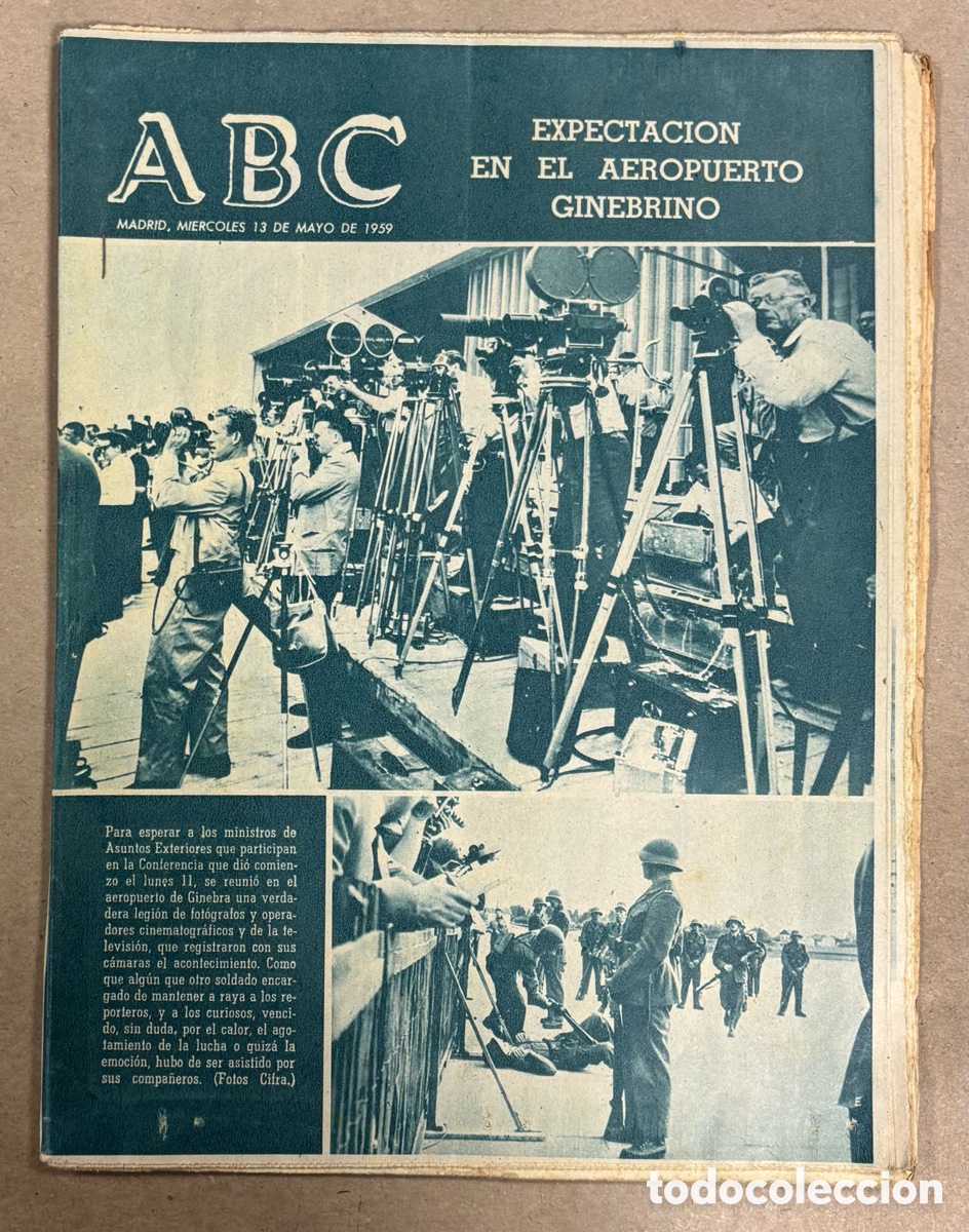 Collezionismo di Riviste e Giornali: ABC (13 MAYO 1959) EXPECTACI&Oacute;N AEROPUERTO GINEBRA, JAMES DEAN (CARTEL ESTRENO PEL&Iacute;CULA GIGANTE), ANT
