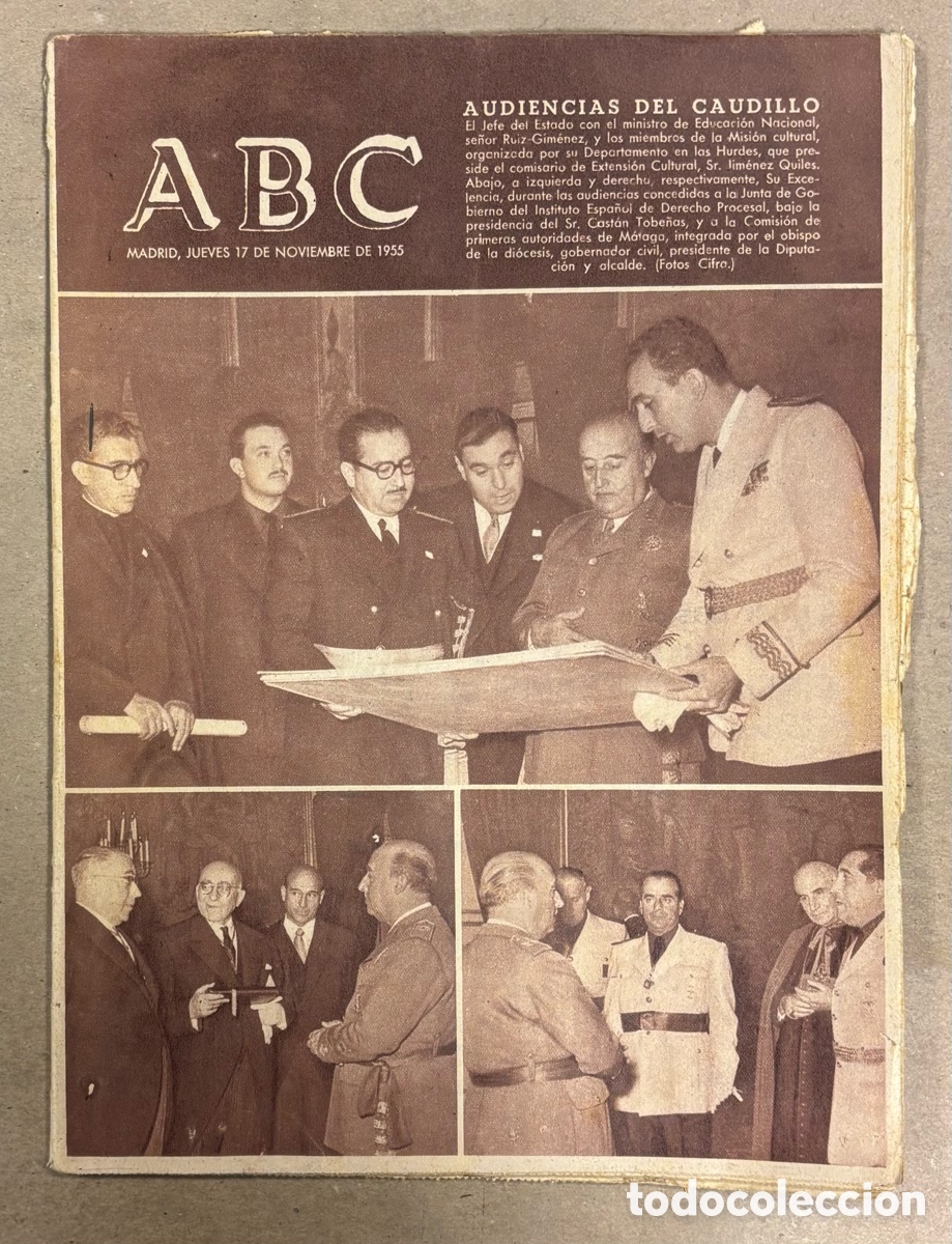 Coleccionismo de revistas y peri&oacute;dicos: ABC (17 NOVIEMBRE 1955) AUDIENCIAS FRANCO CON MINISTROS, INAUGURACI&Oacute;N ESCUELA POLIT&Eacute;CNICA TETUAN