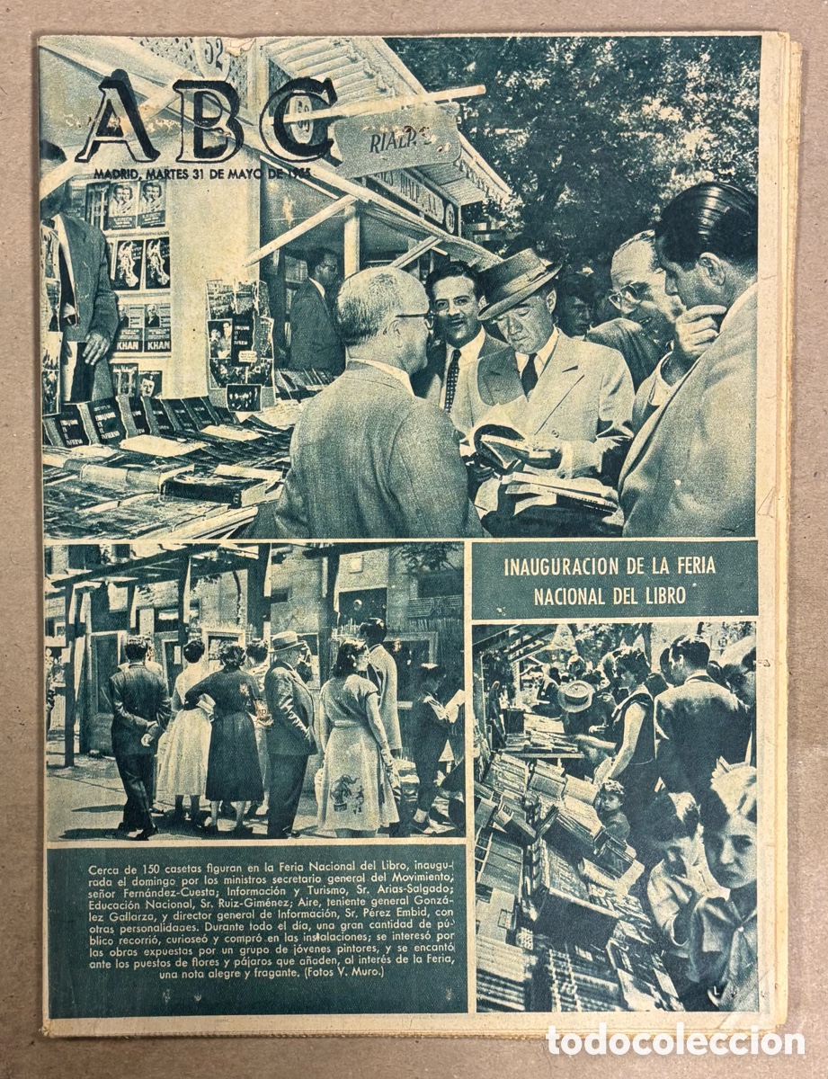 Coleccionismo de revistas y peri&oacute;dicos: ABC (31 MAYO 1955) INAUGURACI&Oacute;N FERIA DEL LIBRO,, TOROS EN CALLES CARABANCHEL, BETANZOS, MARILYN MON