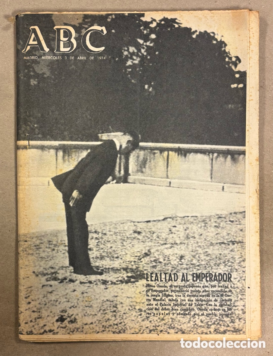 Sammeln von Zeitschriften und Zeitungen: ABC (3 ABRIL 1974) LEALTAD AL EMPERADOR JAPON&Eacute;S, REAL MADRID IGNIS VARESE FINAL COPA EUROPA, BATALLA