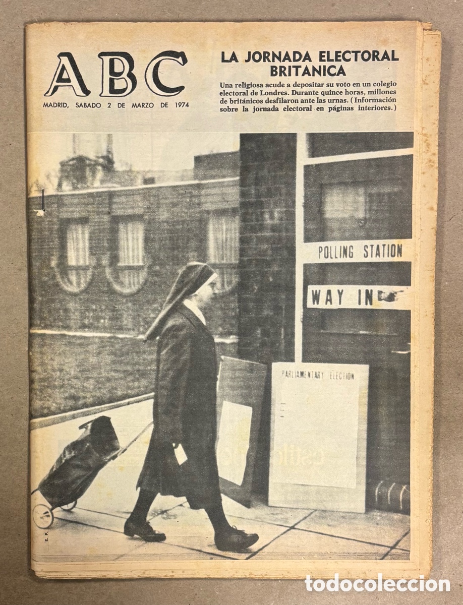 Collectionnisme de Revues et Journaux: ABC (2 MARZO 1974) ATENTADO FRUSTRADO UNIVERSIDAD DEUSTO, EIBAR, LABORISTAS GANAN ELECCIONES,..