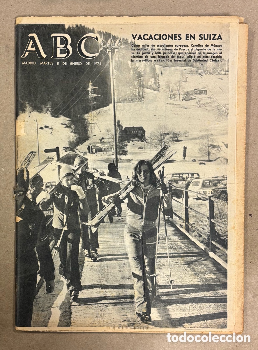 Collectionnisme de Revues et Journaux: ABC (8 ENERO 1974) CAROLINA MONACO VACACIONES SUIZA, AUMENTA LUCHA FRANCIA CONTRA ETA, CRUYFF
