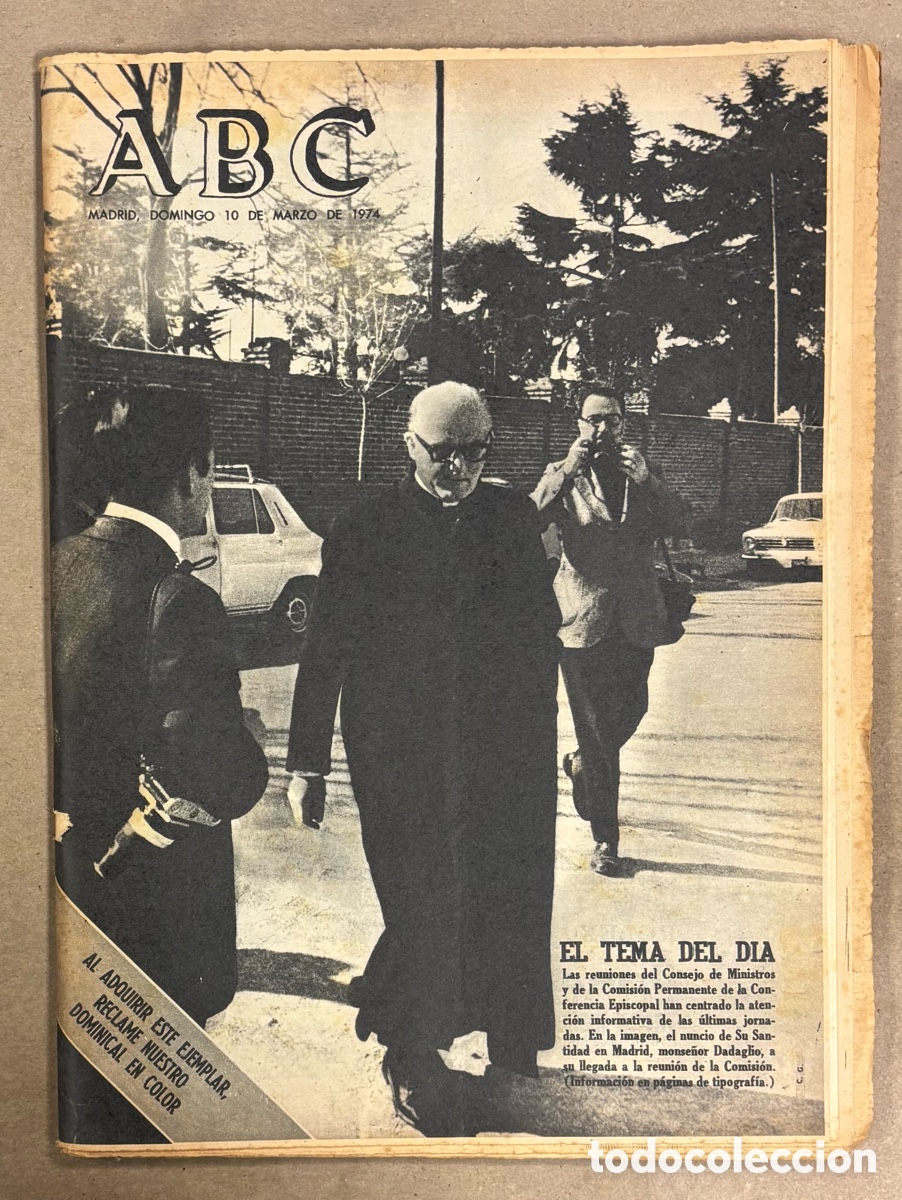 Sammeln von Zeitschriften und Zeitungen: ABC (10 MARZO 1974) REUNI&Oacute;N CONFERENCIA EPISCOPAL CONSEJO MINISTROS, RUTA ARCIPRESTE GUADALAJARA,..