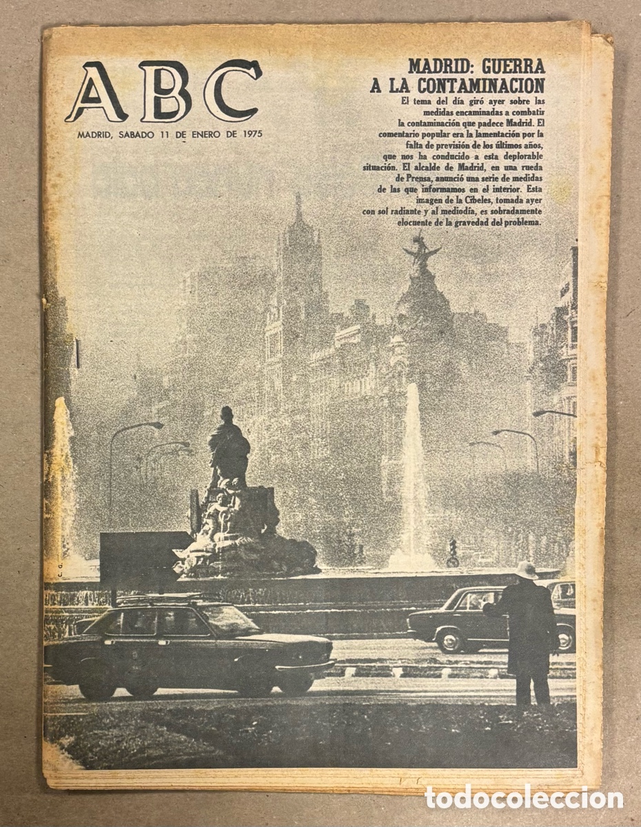 Collection Magazines and Newspapers: ABC (11 ENERO 1975) GUERRA A LA CONTAMINACI&Oacute;N MADRID, AMAPARO BAR&Oacute;, URTAIN SUSPENDIDO, MANUEL MONZ&Oacute;N