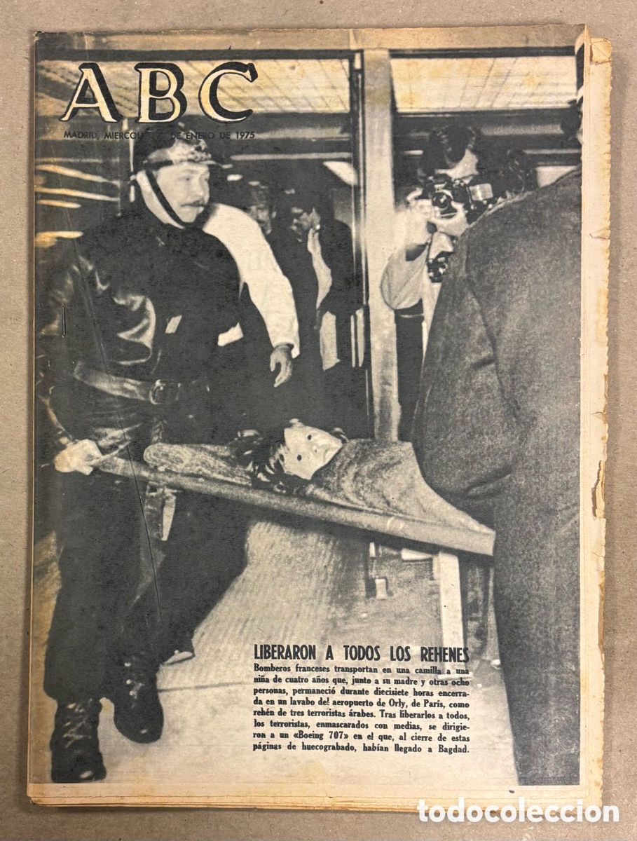 Coleccionismo de revistas y peri&oacute;dicos: ABC (22 ENERO 1975) LIBERAN REHENES AEROPUERTO ORLY TERRORISTAS &Aacute;RABES, ANTONIO GOROSTEGUI CAMPE&Oacute;N V