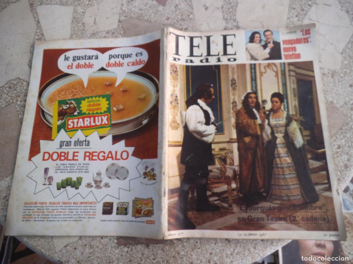 Collection Magazines and Newspapers: tele radio, n&ordm; 477, 1967, los vengadores, san remo, cesta y puntos, carta de ajuste, carlos mu&ntilde;oz