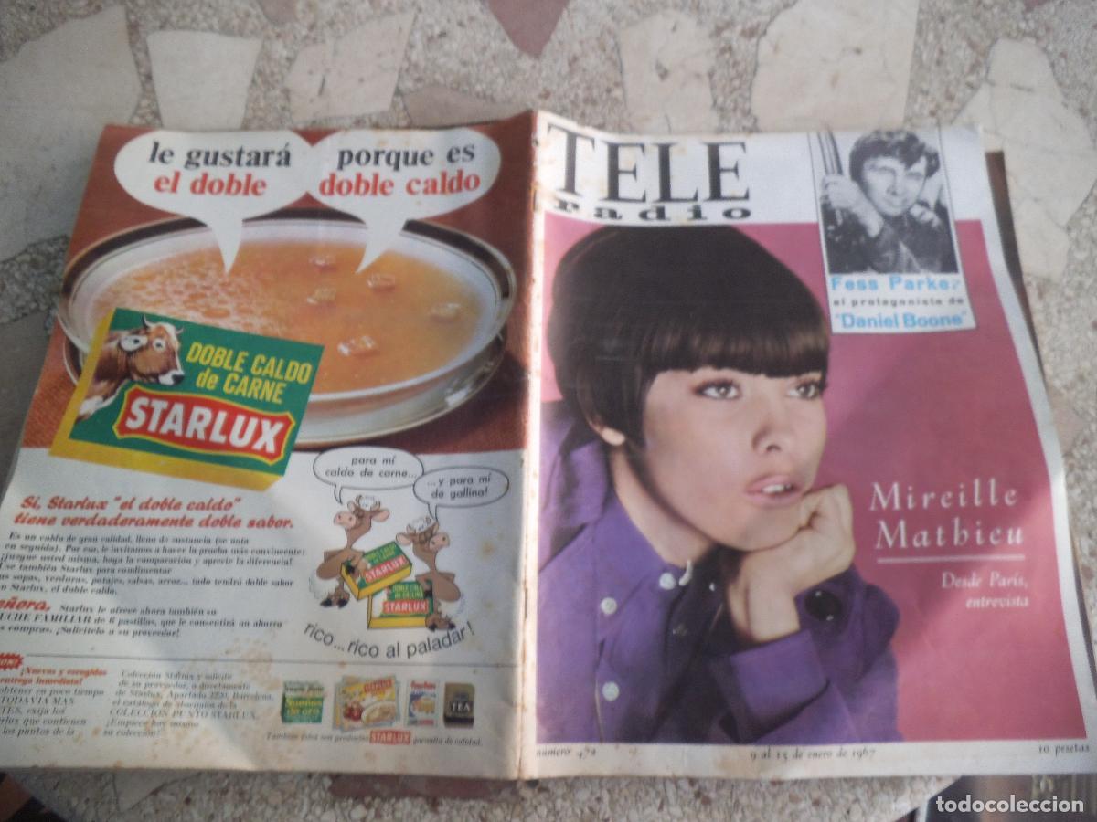 Coleccionismo de revistas y peri&oacute;dicos: tele radio, n&ordm; 472, 1967, fess parker, mireille mathieu, rocio jurado, rumbo desconocido, familia co