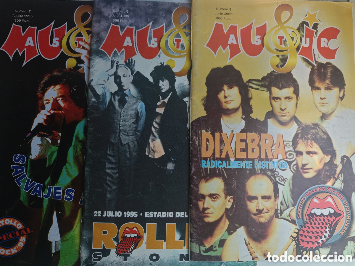 Colecionismo de Revistas e Jornais: Lote 3 revistas Astur Music (N&ordm; 5,6y7)Especial Rock 1995 Rolling Stones, Dixebra, Mano Negra
