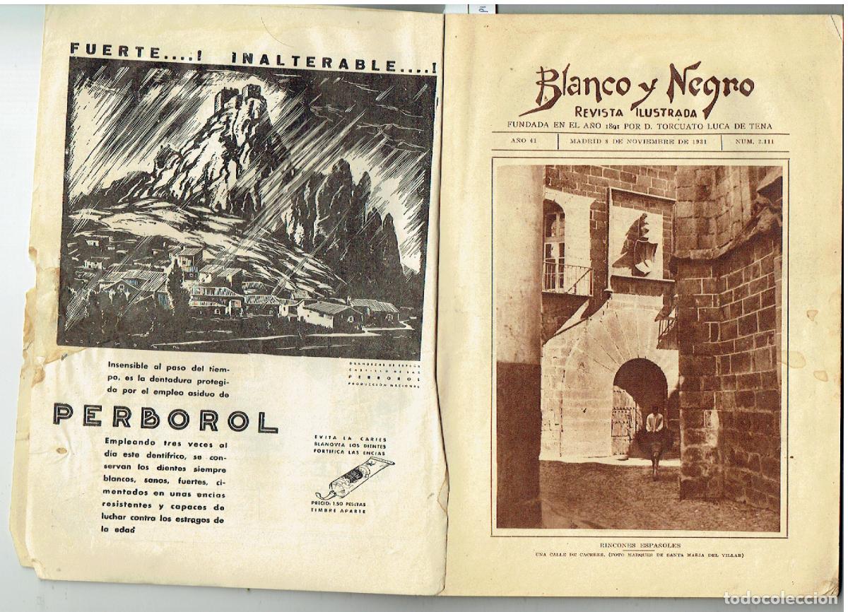 Coleccionismo de revistas y peri&oacute;dicos: BLANCO Y NEGRO. N&ordm; 2111. 8 NOVIEMBRE 1931. FERNANDO VILLALON, (Z/C4 RUM)