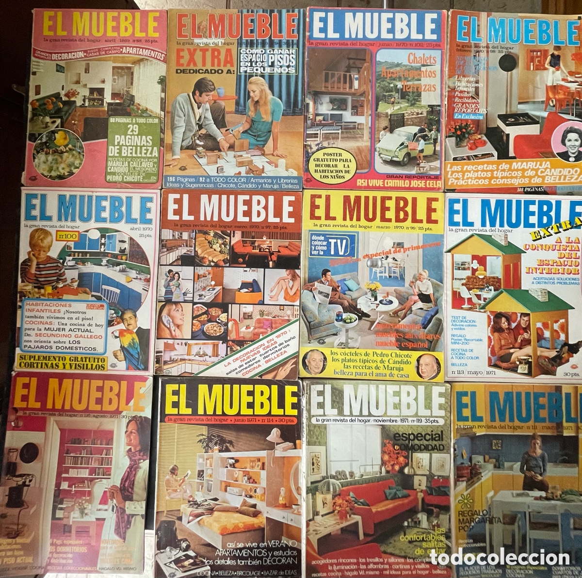 Collezionismo di Riviste e Giornali: Lote 12 revistas El mueble. A&ntilde;os 1969-1970-1971. Decoraci&oacute;n vintage.
