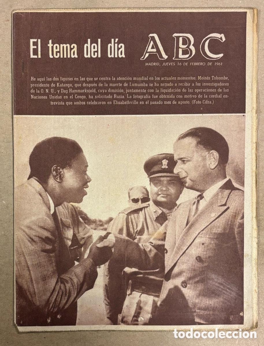 Coleccionismo de revistas y peri&oacute;dicos: ABC (16 FEBRERO 1961) EL CONGO LUMUMBA ONU, OBRAS PANTANO R&Iacute;O GUADARRONQUE (C&Aacute;DIZ), AMAPARO SOLER LE