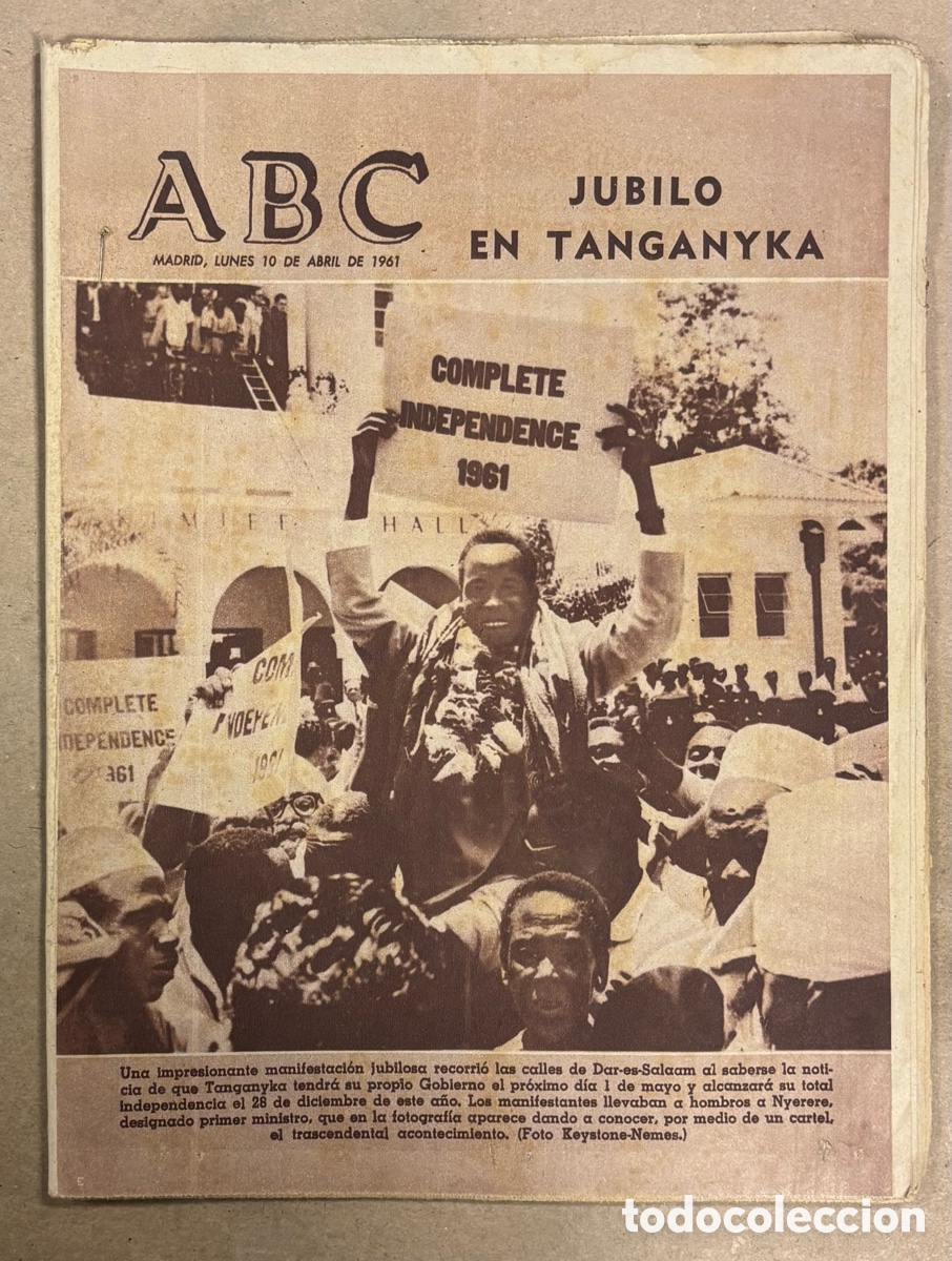 Coleccionismo de revistas y peri&oacute;dicos: ABC (10 ABRIL 1961) JUBILO EN TANGANYKA, JUAN ANTONIO MORALES PINTOR, JORGE MISTRAL, VALLADOLID