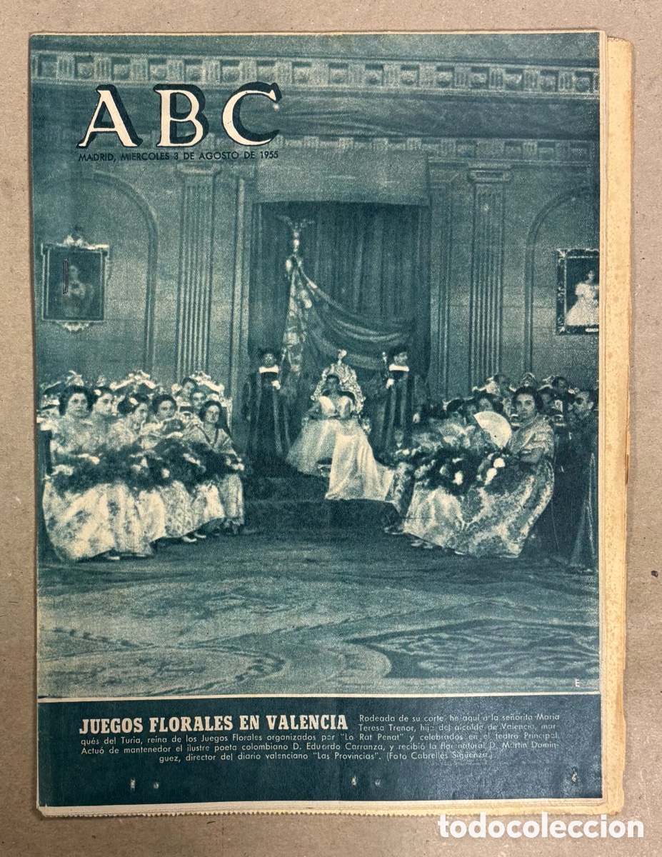Collection Magazines and Newspapers: ABC (3 AGOSTO 1955) JUEGOS FLORALES FERIA VALENCIA, CAMPAMENTO FORESTAL FRENTE JUVENTUDES