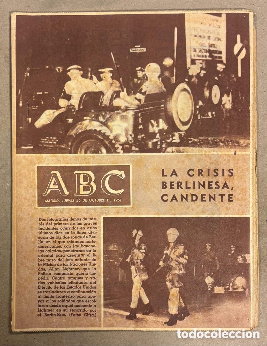 Coleccionismo de revistas y peri&oacute;dicos: ABC (26 OCTUBRE 1961), PUNTA UMBR&Iacute;A MAZAG&Oacute;N ISLA CRISTINA, PAELLA VALENCIANA, REAL MADRID 9-0 ODENSE