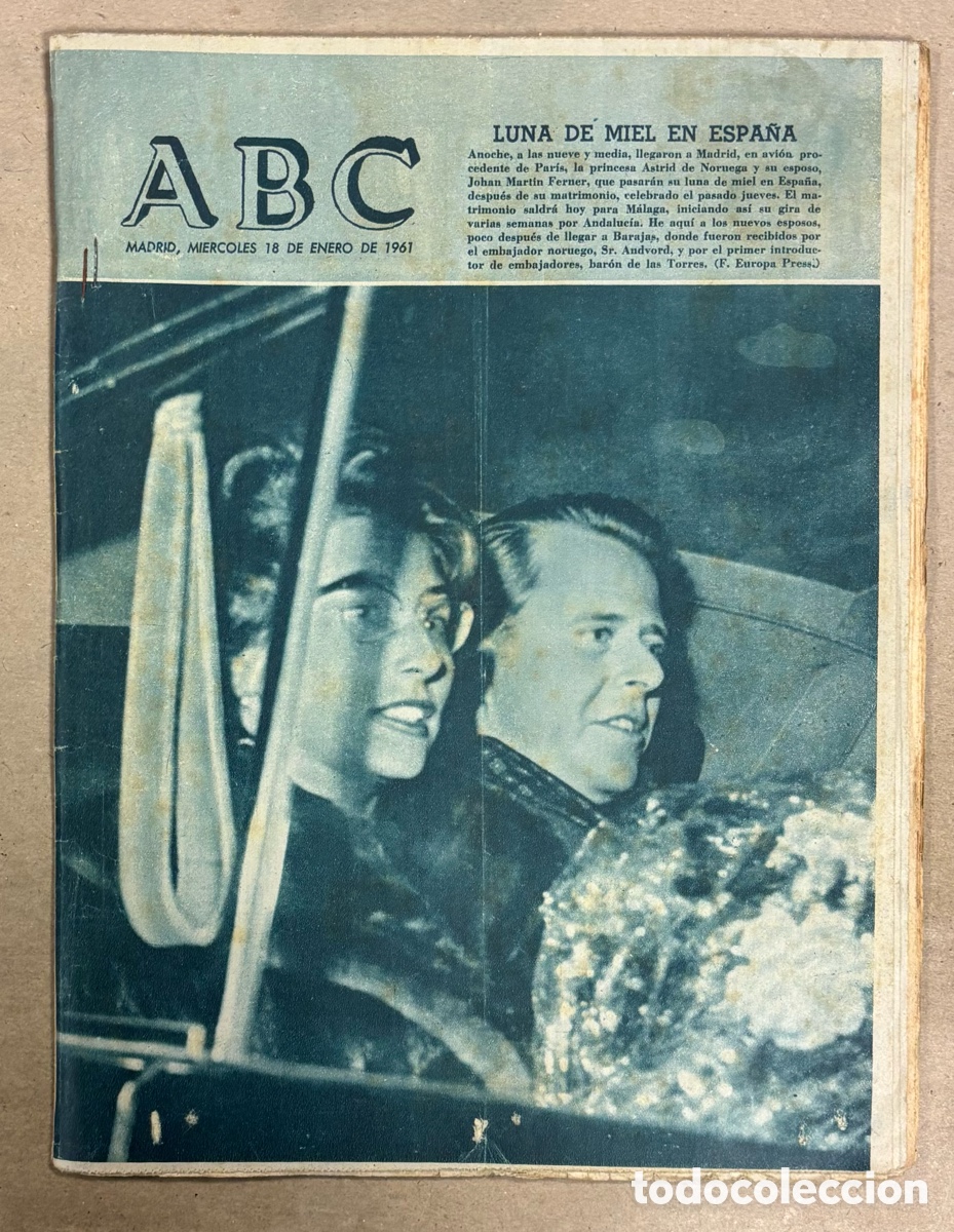 Coleccionismo de revistas y peri&oacute;dicos: ABC (18 ENERO 1961) PRINCIPES NORUEGA LUNA MIEL ESPA&Ntilde;A, HALLAZGO EN CARTUJA SEVILLA,&hellip;