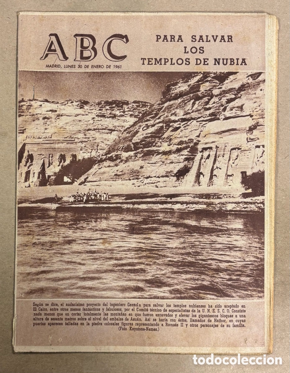 Coleccionismo de revistas y peri&oacute;dicos: ABC (30 ENERO 1961) TEMPLOS DE NUBIA, EXPOSICI&Oacute;N PICASSO EN MADRID, SANTA MAR&Iacute;A RECIFE, ESPA&Ntilde;OL