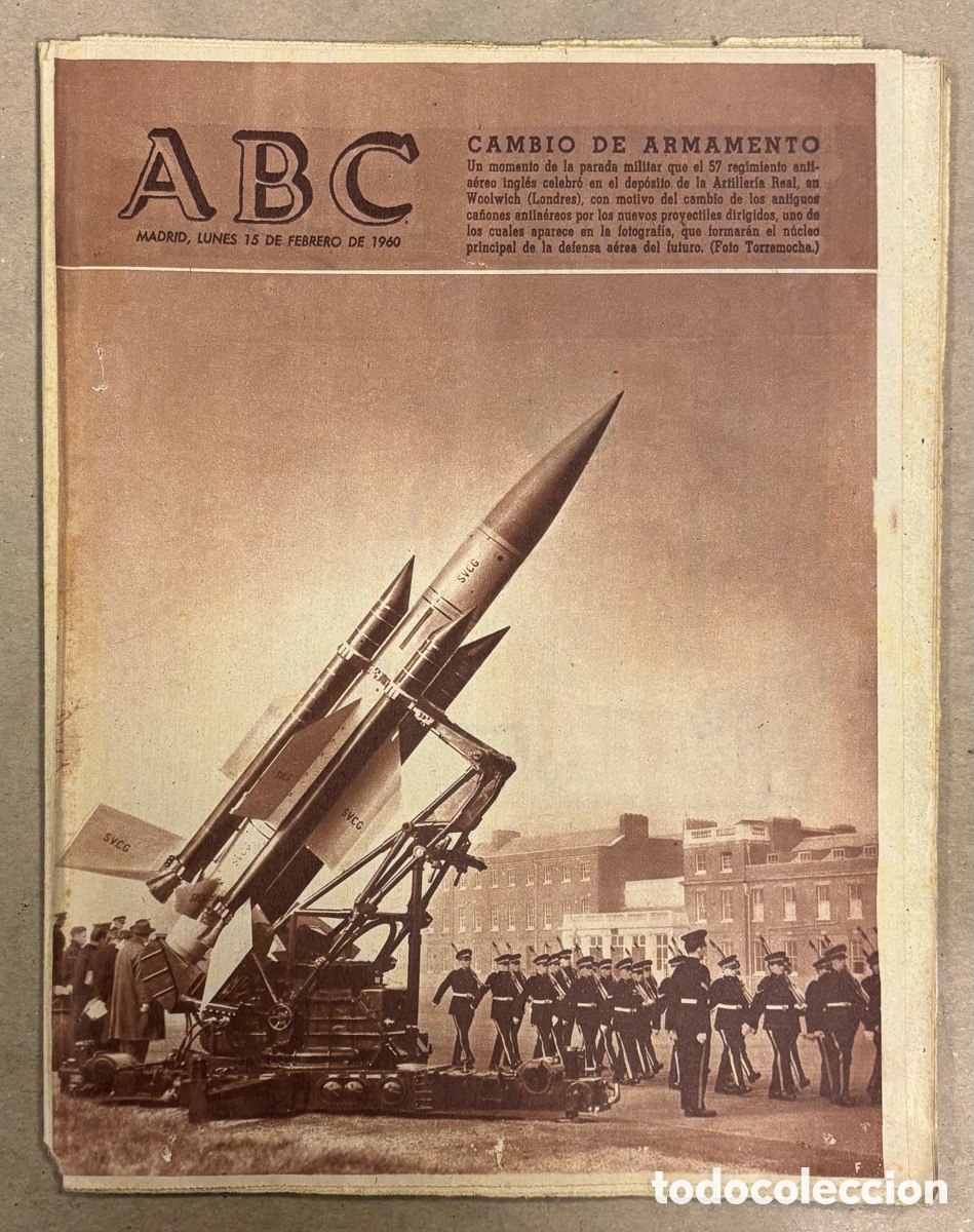 Coleccionismo de revistas y peri&oacute;dicos: ABC (15 FEBRERO 1960) CAMBIO DE ARMAMENTO REGIMIENTO INGL&Eacute;S, FRANCO EN ANDUJAR, OSASUNA