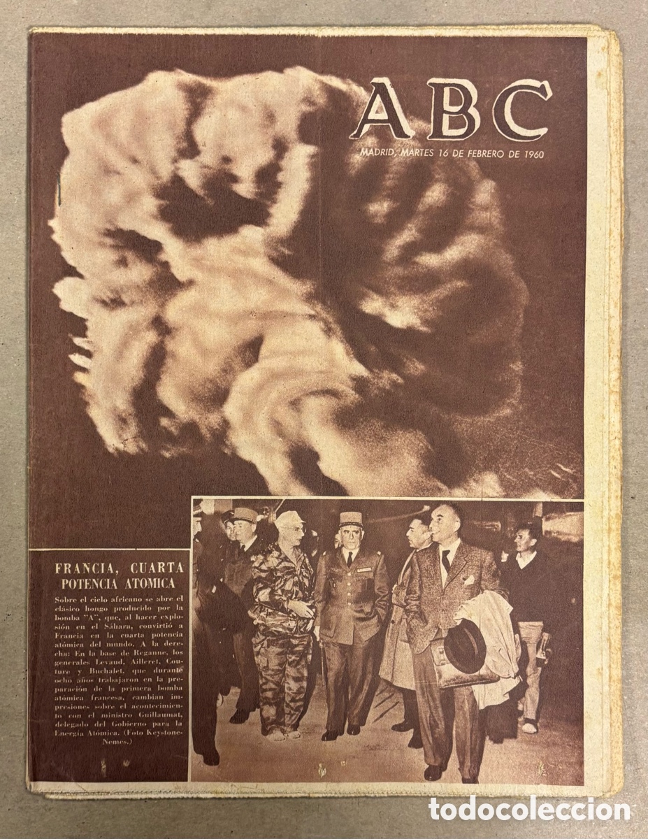 Coleccionismo de revistas y peri&oacute;dicos: ABC (16 FEBRERO 1960) FRANCIA 4&ordf; POTENCIA AT&Oacute;MICA, ANALIA GADE Y TONY LEBLANC, EL LITRI, ATL&Eacute;TICO MA