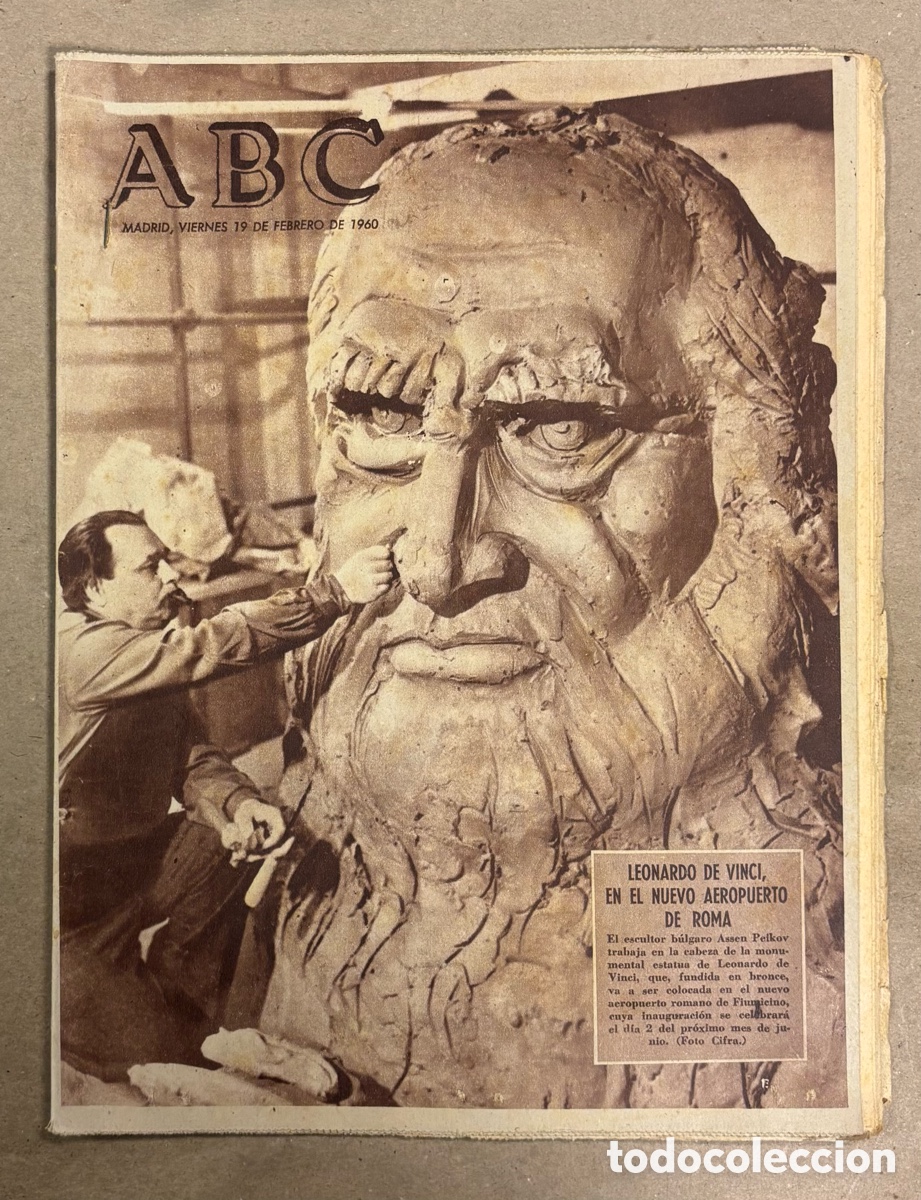 Coleccionismo de revistas y peri&oacute;dicos: ABC (19 FEBRERO 1969) ESCULTURA LEONARDO DA VINCI AEROPUERTO ROMA, VALLE DE CASUERNIGA,&hellip;