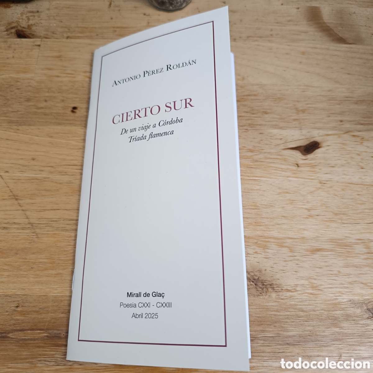 Collectionnisme de Revues et Journaux: ANTONIO P&Eacute;REZ ROLD&Aacute;N - CIERTO SUR - MIRALL DE GLA&Ccedil; 2025 - POESIA 121 123 - TERRASSA - C&Oacute;RDOBA