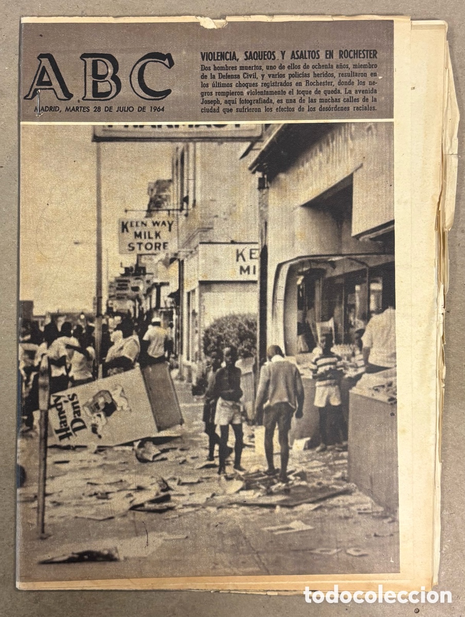 Collection Magazines and Newspapers: ABC (28 JULIO 1964) VIOLENCIA SAQUEOS Y ASALTOS EN ROCHESTER, NUEVA PISCINA ZARAGOZA, FERIA M&Aacute;LAGA,.