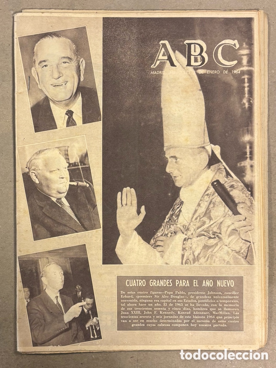 Collection Magazines and Newspapers: ABC (1 ENERO 1964) ARTE GREMIO 64 GRUPO 63, VISITA DEL PAPA A JERUSALEN, EIGER,..,