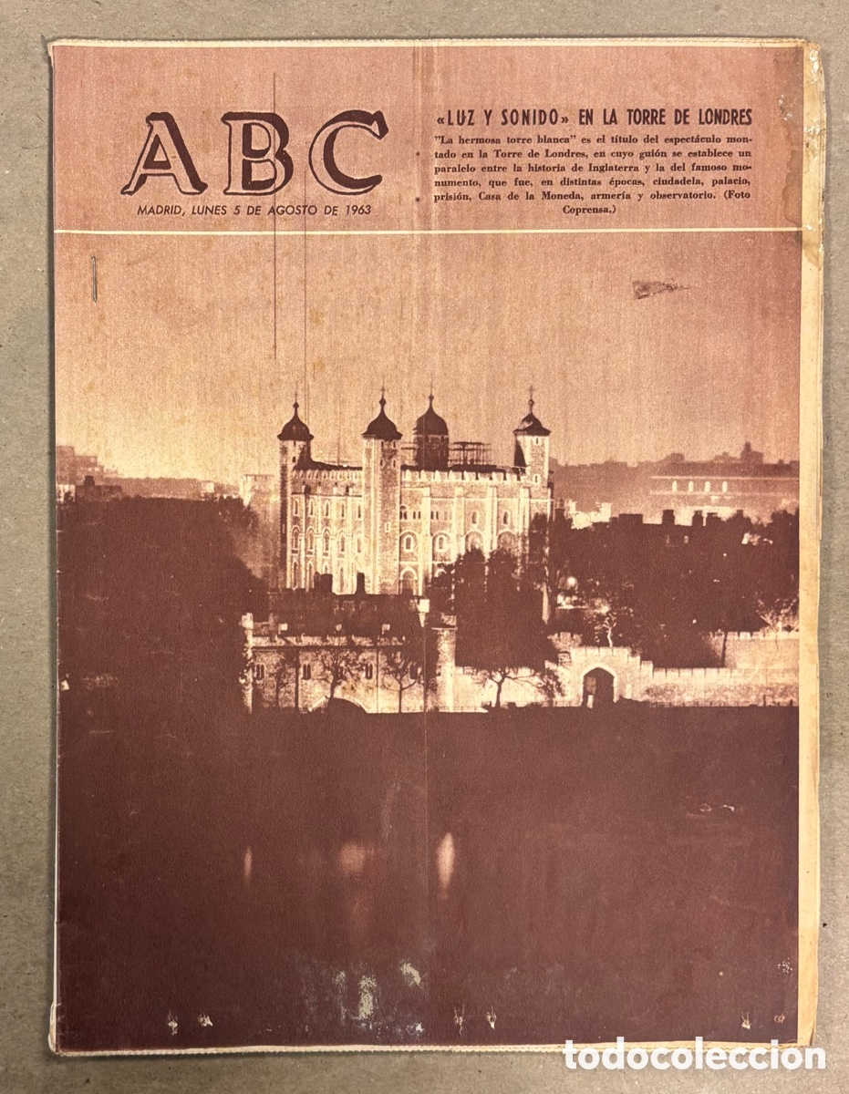 Collection Magazines and Newspapers: ABC (5 AGOSTO 1963) TORRE DE LONDRES, DE GAULLE, SELECCIONADOR ESPA&Ntilde;OL, TRAVESIA PE&Ntilde;ALARA NATACI&Oacute;N