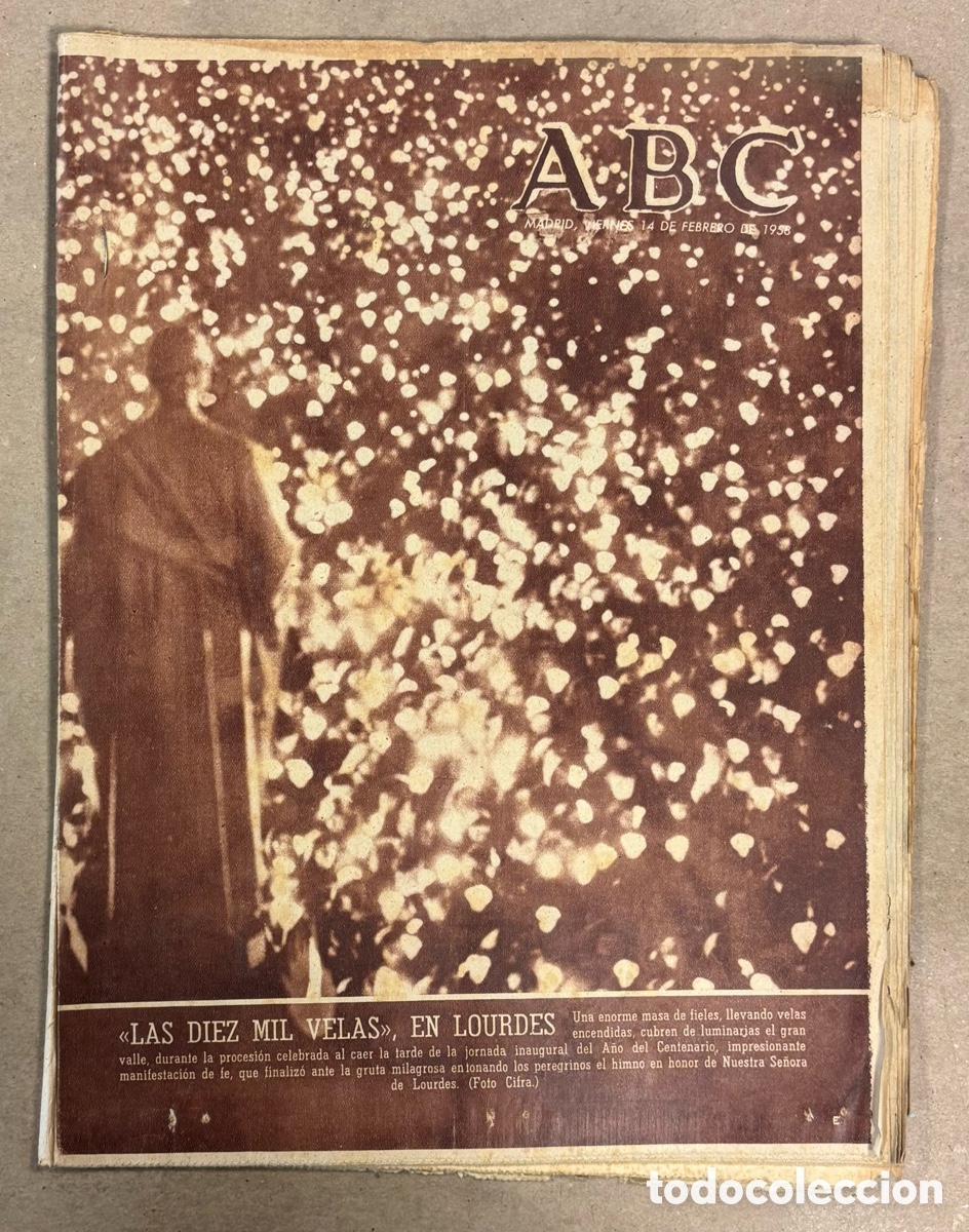 Sammeln von Zeitschriften und Zeitungen: ABC (14 FEBRERO 1958) PEREGRINACI&Oacute;N A LOURDES, PROCLAMACI&Oacute;N ESTADO JORDANO IRAQUI, AURORA