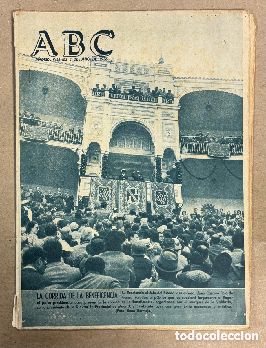 Coleccionismo de revistas y peri&oacute;dicos: ABC (8 JUNIO 1956) LA CORRIDA DE LA BENEFICENCIA, VIAJE PRINCIPE MULEY HASSAN A EGIPTO,&hellip;