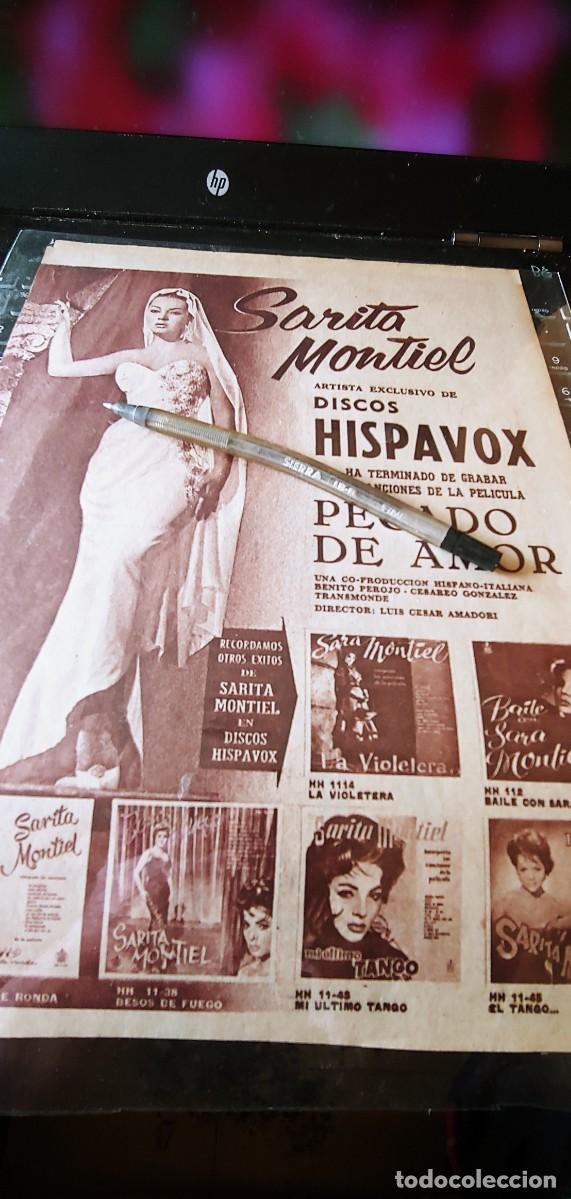 Coleccionismo de revistas y peri&oacute;dicos: hoja PECADO DE AMOR pelicula a&ntilde;os 60