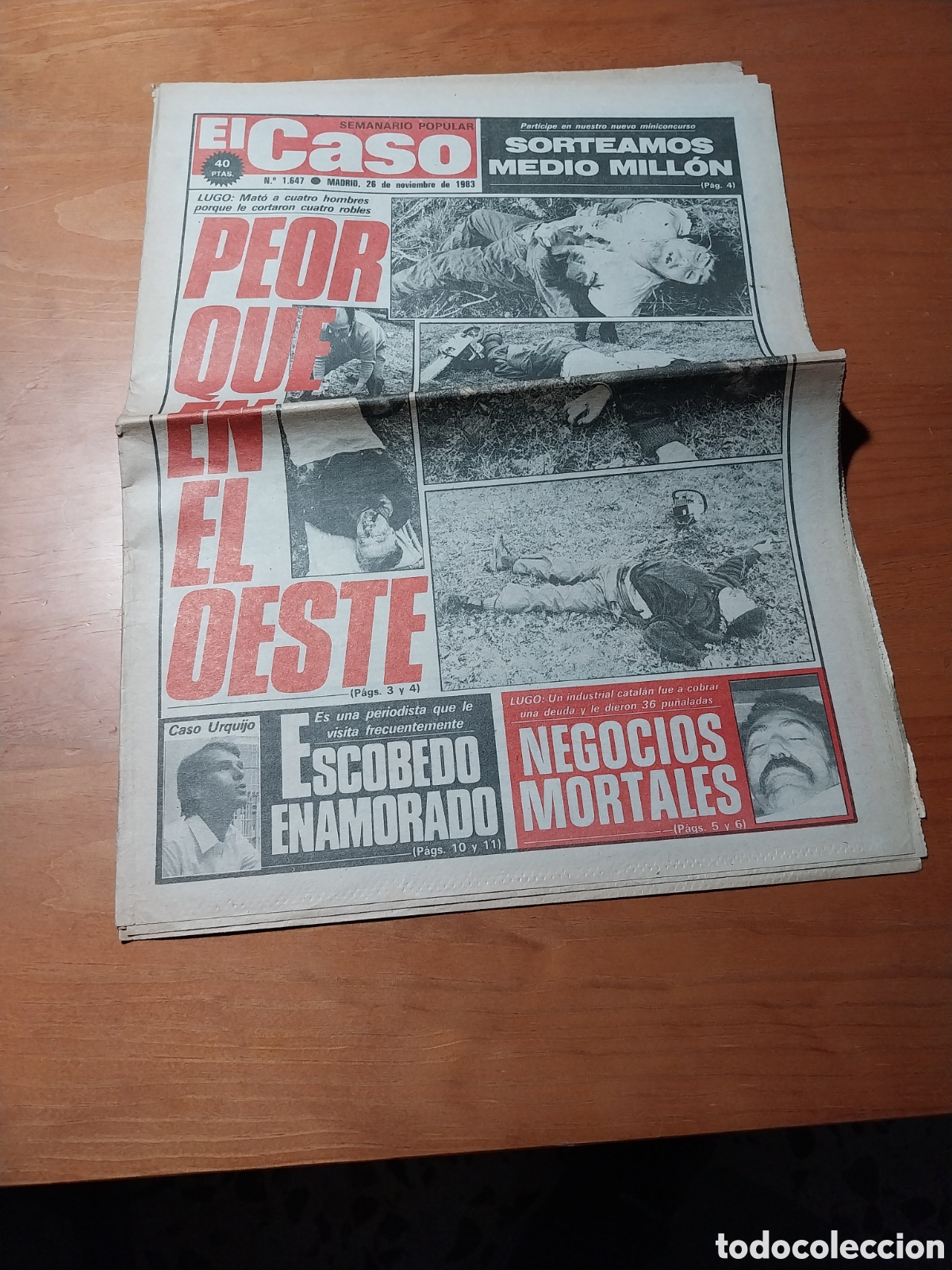 Coleccionismo de revistas y peri&oacute;dicos: EL CASO 1983 NEGOCIOS MORTALES LUGO. ONCE MESES PRESO Y SALI&Oacute; ABSUELTO ACUSADO POR SER DEL GRAPO .