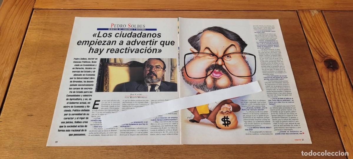 Coleccionismo de revistas y peri&oacute;dicos: CLIPPING 1994: PEDRO SOLVES, ENTREVISTA. CARICATURA DE PINOT.