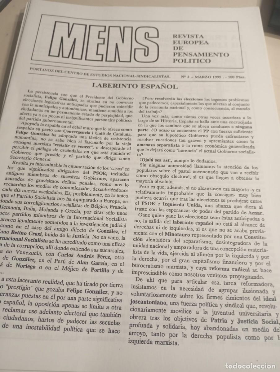 Collection Magazines and Newspapers: REVISTA MENS. CENTRO DE ESTUDIOS NACIONAL- SINDICALISTAS N&ordm; 2. MARZO 1995 REF. UR MES