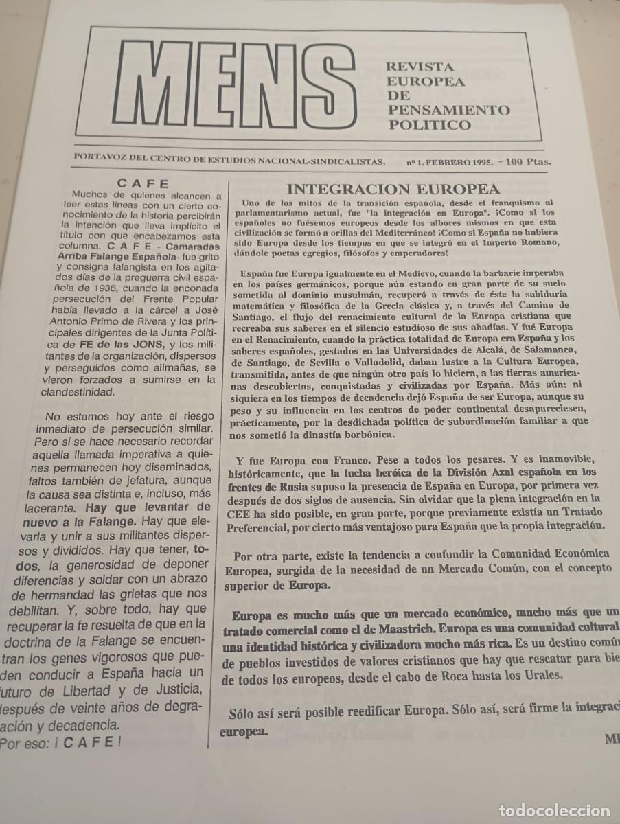 Collection Magazines and Newspapers: REVISTA MENS. CENTRO DE ESTUDIOS NACIONAL- SINDICALISTAS N&ordm; 1 FEBRERO 1995 REF. UR MES
