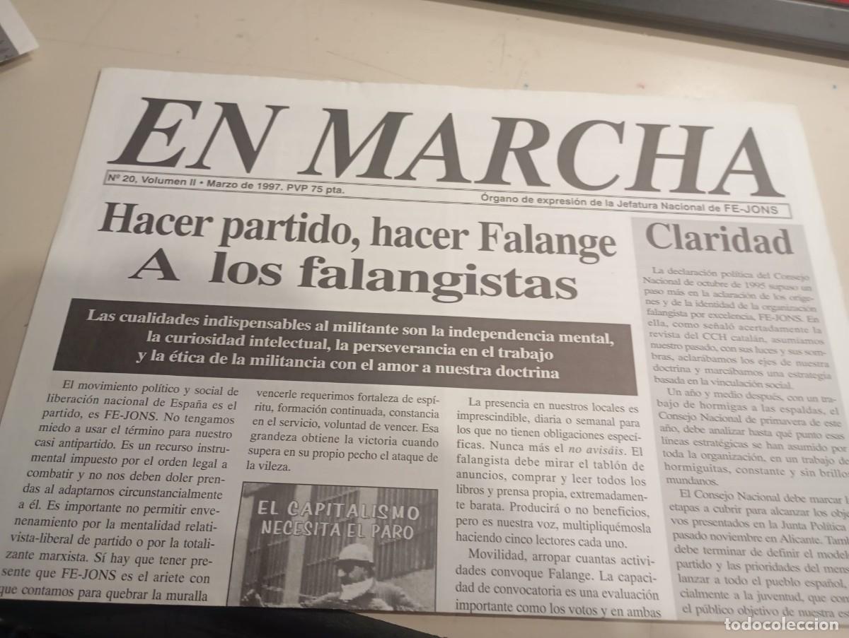 Collezionismo di Riviste e Giornali: REVISTA EN MARCHA, FALANGE ESPA&Ntilde;OLA DE LAS JONS N&ordm; 20 VOL. II MARZO DE 1997 REF. UR MES.