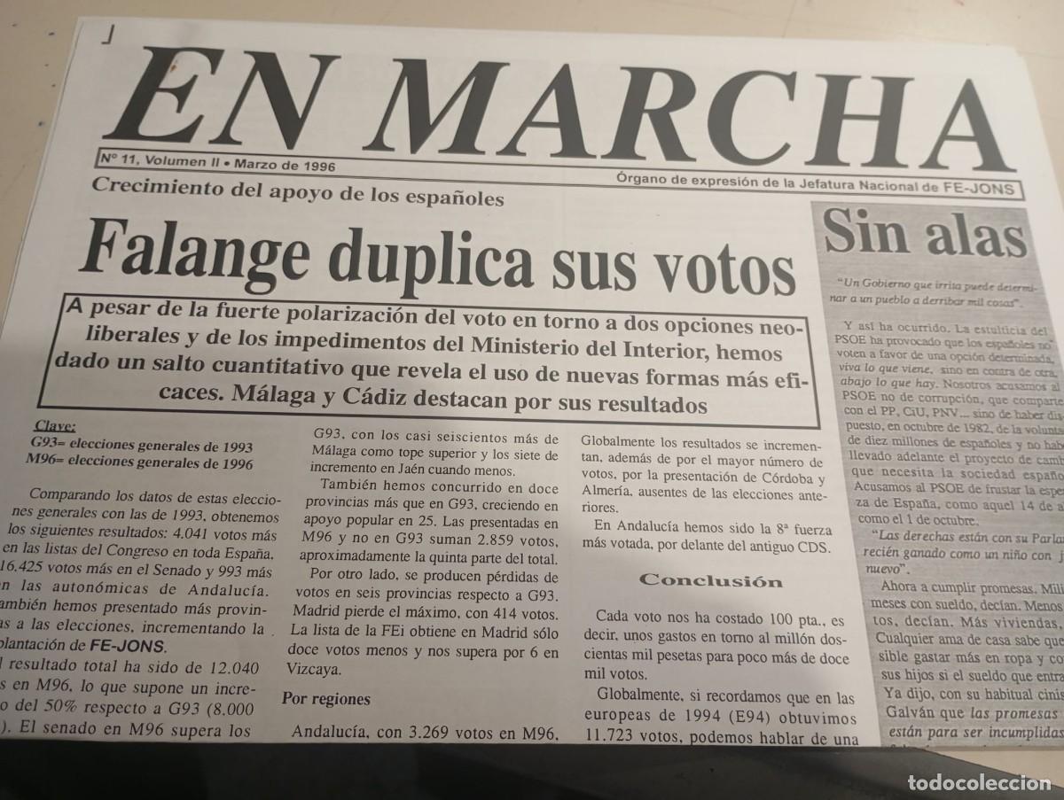 Sammeln von Zeitschriften und Zeitungen: REVISTA EN MARCHA, FALANGE ESPA&Ntilde;OLA DE LAS JONS N&ordm; 11 VOL. II MARZO DE 1996 REF. UR MES.