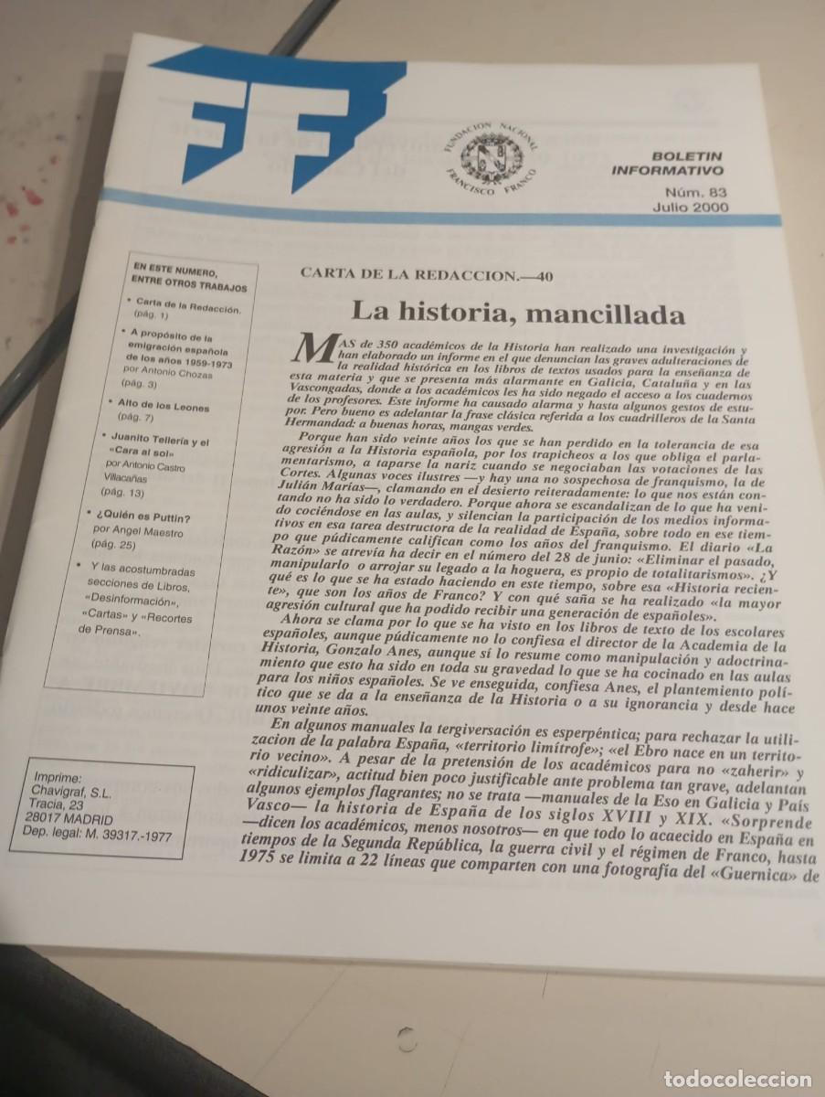 Coleccionismo de revistas y peri&oacute;dicos: REVISTA FUNDACION FRANCISCO FRANCO N&ordm; 83. JULIO A&Ntilde;O 2000 REF. UR EST