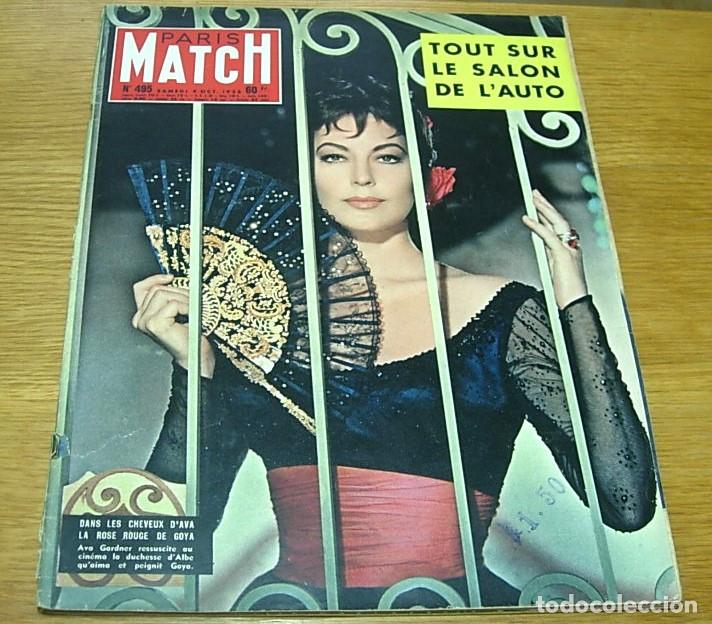 Coleccionismo de revistas y peri&oacute;dicos: Revista Francesa PARIS MATCH n&ordm; 495 Portada AVA GARDNER '58 GRETA GARBO DAL&Iacute; FANGIO SIMCA ELYSEE P60