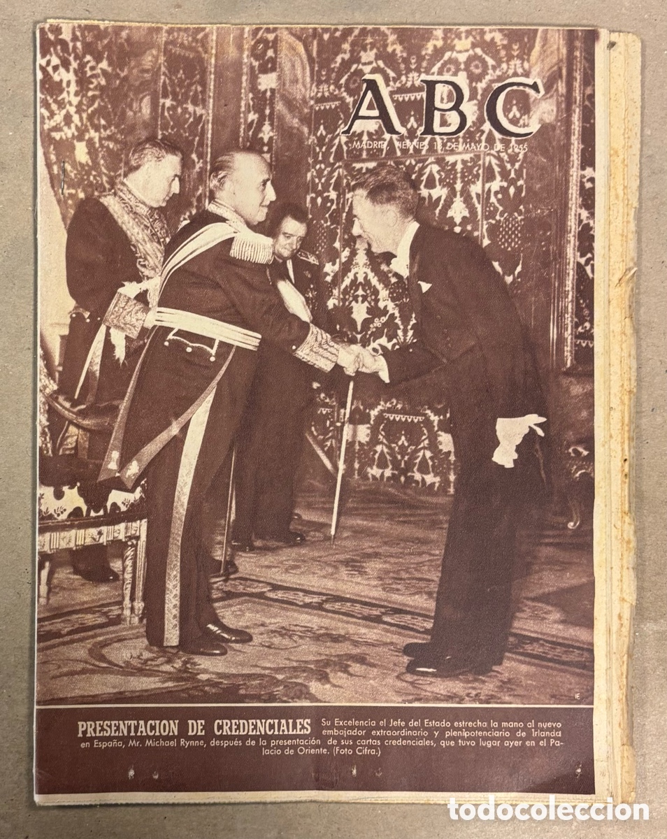 Coleccionismo de revistas y peri&oacute;dicos: ABC (13 MAYO 1955) EMBAJADOR IRLANDA PRESENTA CREDENCIALES FRANCO, NUEVAS VIVIENDAS PUENTE VALLECAS