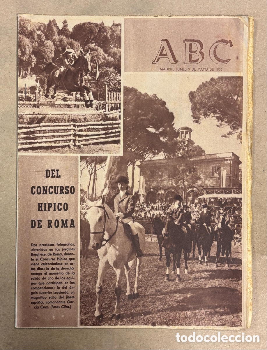Coleccionismo de revistas y peri&oacute;dicos: ABC (9 MAYO 1955) CONCURSO H&Iacute;PICO DE ROMA, PROCESI&Oacute;N DE LA SANTUCA ANIEZO SANTANDER, VUELTA A ESPA&Ntilde;A