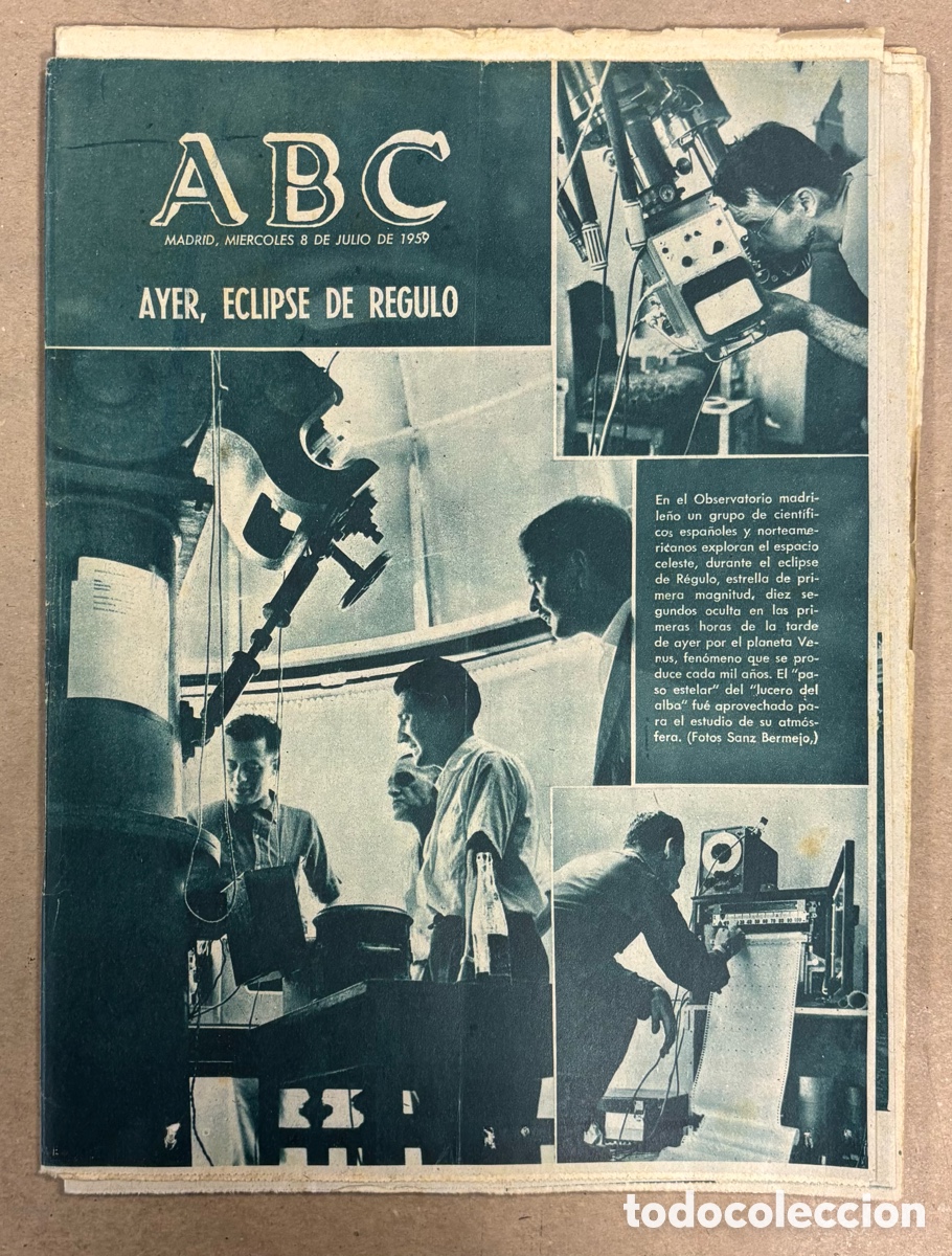 Sammeln von Zeitschriften und Zeitungen: ABC (8 JULIO 1959) ECLIPSE DE R&Eacute;GULO OBSERVATORIO MADRID, PENAS MUERTE CUBA,:::
