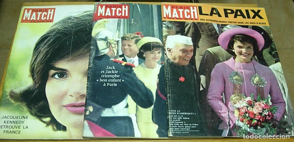 Coleccionismo de revistas y peri&oacute;dicos: Lote 3 Revistas Francesas PARIS MATCH JACQUELINE KENNEDY en portada 1961-1962