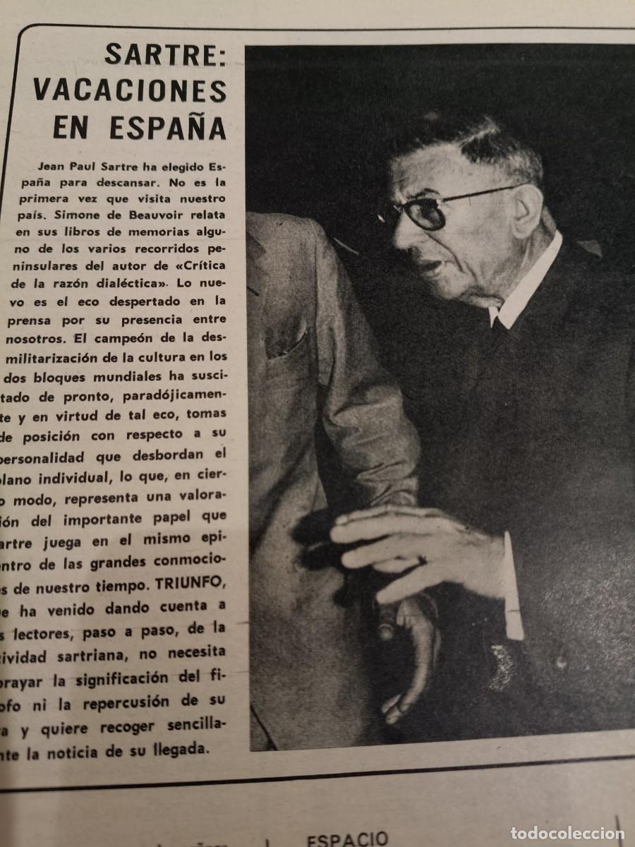 Sammeln von Zeitschriften und Zeitungen: SARTRE DE VACACIONES EN ESPA&Ntilde;A. ART&Iacute;CULO EXTRA&Iacute;DO DE REVISTA TRIUNFO. 1967