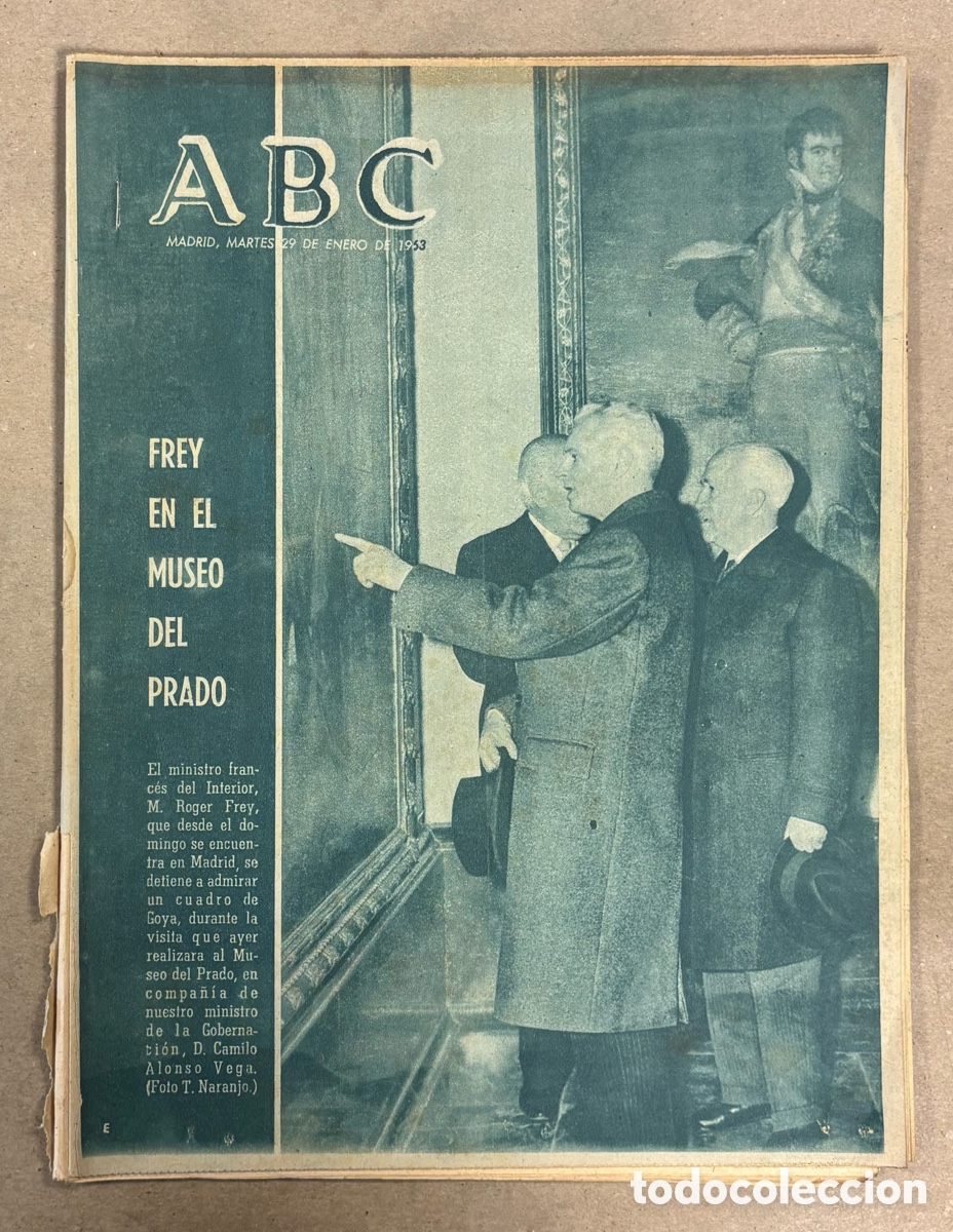 Coleccionismo de revistas y peri&oacute;dicos: ABC (29 ENERO 1963) FREY MINISTRO FRANCIA EN MUSEO DEL PRADO, LA TRAGEDIA DE KATANGA