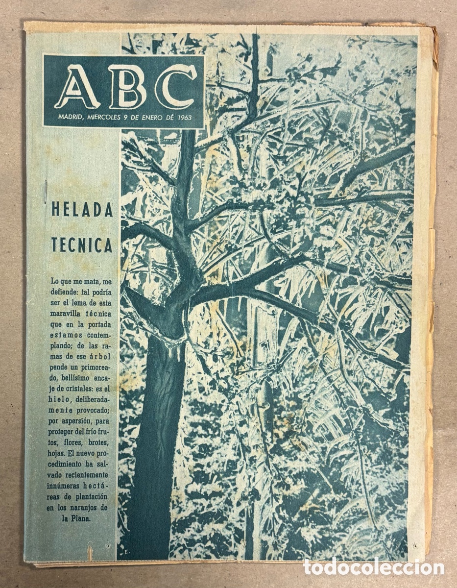 Coleccionismo de revistas y peri&oacute;dicos: ABC (9 ENERO 1963) HELADA T&Eacute;CNICA NARANJOS CASTELL&Oacute;N, EGIPTO CONTRA ARABIA SAUD&Iacute;, KUBALA, GENERAL
