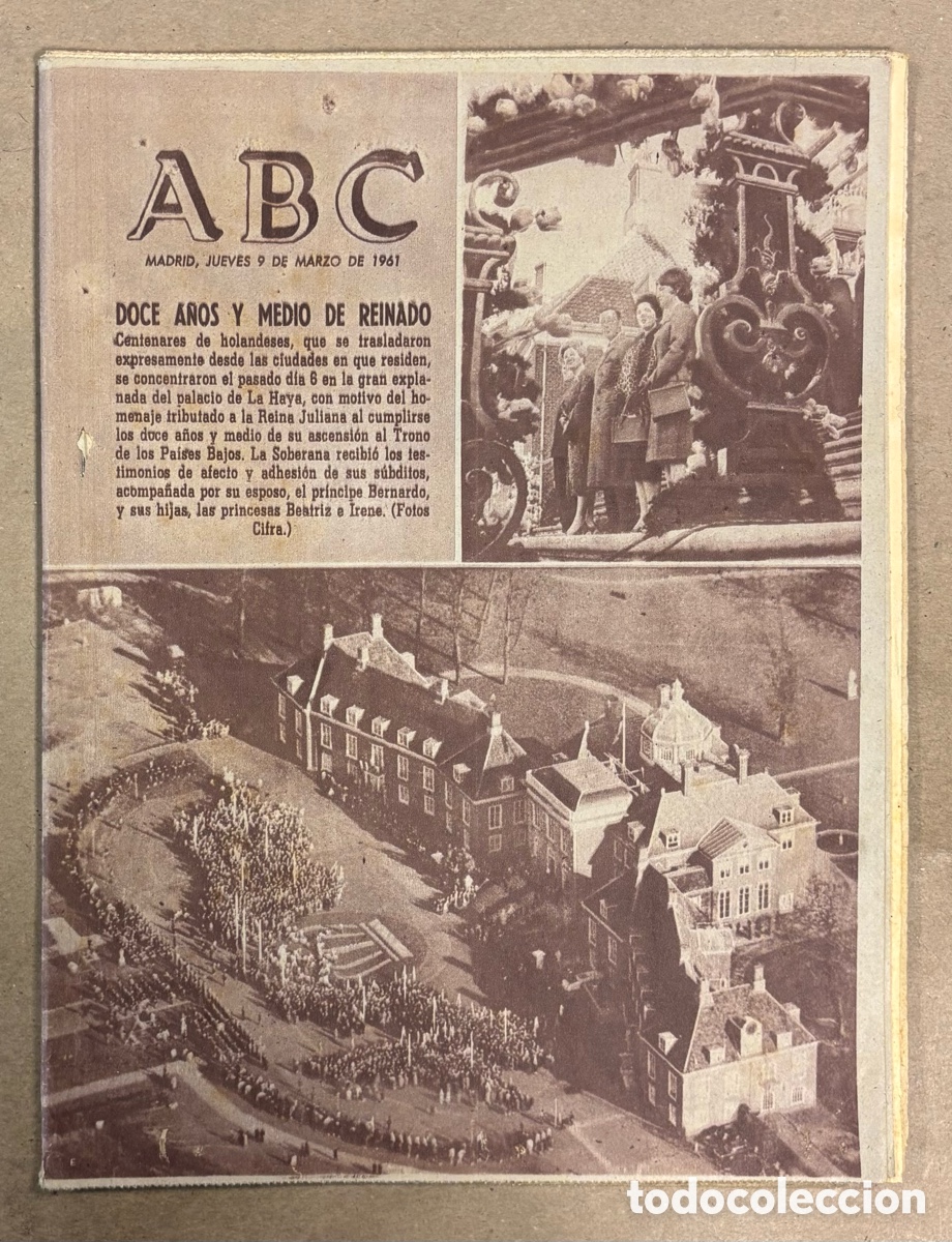 Collectionnisme de Revues et Journaux: ABC (9 MARZO 1961) DOCE A&Ntilde;OS Y MEDIO REINADO HOLANDA, BARCELONA 4-0 SPARTAK COPA DE EUROPA