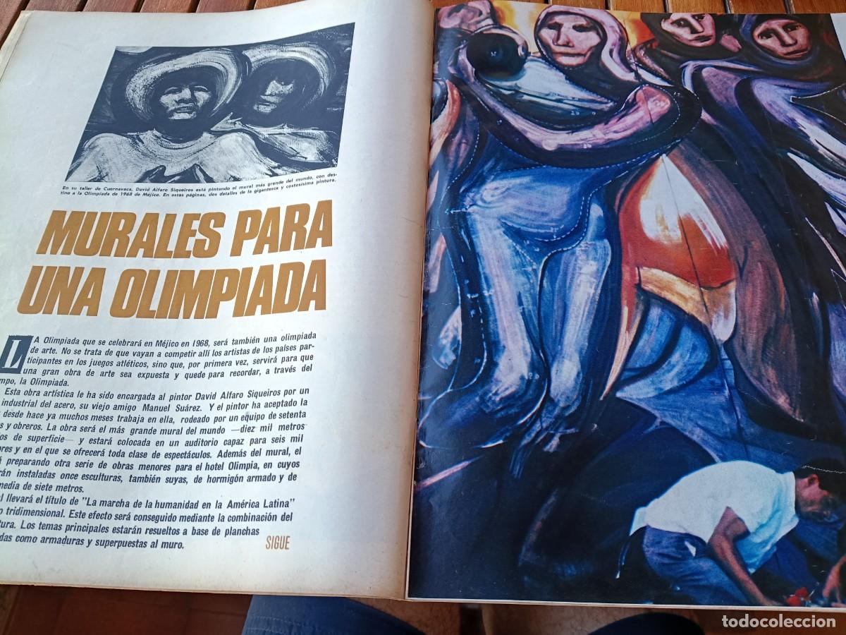 Coleccionismo de revistas y peri&oacute;dicos: SIQUEIROS PINTA EL MURAL MAS GRANDE DEL MUNDO PARA OLIMPIADA DE M&Eacute;XICO. 6 P&Aacute;GINAS DE TRIUNFO, 1967